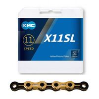 CHAIN  1/2 x 11/128 x 118 links, 11 Speed, KMC X-Superlight Chain, X11SL, X-SERIES, TI-GOLD/BLACK