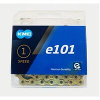 CHAIN, KMC, E101, 1/2 x 1/8" x 112 links,  Single Speed,  Gold/Gold, lightweight