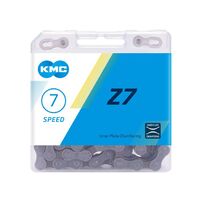 CHAIN  1/2 x 3/32 x 116 links, KMC , Z7, Fits most 6, 7, 8 Speed, pin length 7.3mm, SILVER / SILVER