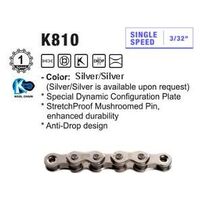 CHAIN - KMC Single Speed K1 Chain, 1/2" x 3/32" x 112L, Silver/Silver, KMC Box