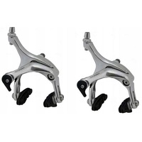 Brake Set, SILVER alloy, caliper brake, front and rear dual pivot, 41-57mm, w/angle adjustable pads, Quality Tektro product