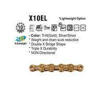 CHAIN, KMC, X10EL, 1/2 x 11/128" x 116 links, 10 SPEED X-SERIES,  Ti-N Gold,  X-light