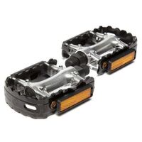 PEDALS  9/16" 110mm x 60mm, CR-MO Axle, ALLOY Body with STEEL Cage, BLACK