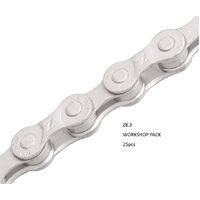 CHAIN, KMC, Z8.3,  8,7,6  Speed, 1/2" x 3/32" x 116L with connector,silver/silver, 25pcs Workshop