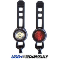c LIGHTS,  Front & Rear Set, USB Lights, Sturdy precision made ALLOY housing, 3 Function, Lithium USB-Rechargeable, Six20 packaging