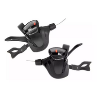 SHIFTER SET - Right Hand 10 Speed, Left Hand 2 Speed, Thumb Tap Dual Trigger, Alloy large lever with gear display and stainless steel cable, Sunrace, 