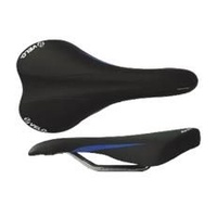 Velo Sports Saddle 276 x 145 mm Cr-Mo Rails Black with Blue Lines and Clamp