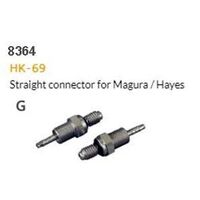 HYDRAULIC HOSE FITTING - G - HK-69,Straight connector for Magura,Hayes, M8 x 34.5L, stainless , SOLD INDIVIDUALLY