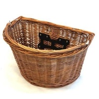 Front Wicker Basket — Quick Release, D-Shape with Handle, 380 mm