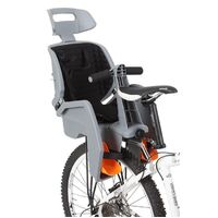 BABY SEAT - GREY Beto Deluxe, Suits  27.5  Disc Bikes, 3 Point Safety Harness, Includes BLACK Rack, NOT suitable for rear suspension bikes