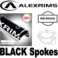 WHEEL - 29er Alex DM21 D/w 36H F/v Eyeletted M/e Black Rim, FRONT DYNAMO DRUM BRAKE Nutted (100mm OLD) Sealed Sturmey Silver Hub, Mach1 BLACK Spokes