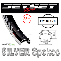 WHEEL - 700C Jetset CH-E213 36H P/j Black Rim,  FIXED/FREE Nutted (120-130mm OLD) Sealed Sturmey Silver Hub,  Mach 1 SILVER Spokes