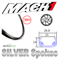 26" Disc Rear Wheel — Mach1 110 36H, Novatec sealed, 8–10-speed cassette (Shimano/SRAM HG freehub), QR 135