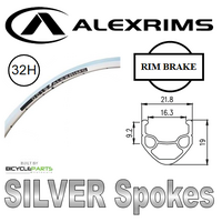 WHEEL - 700C Alex DC19 32H P/j Silver Rim,  TRACK FIXED/FREE Nutted (120-130mm OLD) Sealed Sturmey Silver Hub,  Mach 1 SILVER Spokes