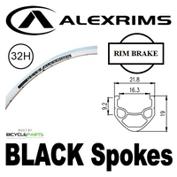 WHEEL - 700C Alex DC19 32H P/j Silver Rim,  TRACK FIXED/FREE Nutted (120-130mm OLD) Sealed Sturmey Silver Hub,  Mach 1 BLACK Spokes