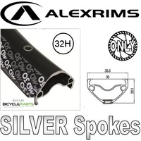 WHEEL - NO BRAKE FITMENT - 27.5 / 650B Alex MD30 32H Black Rim,  TRACK FIXED/FREE Nutted (120-130mm OLD) Sealed Sturmey Silver Hub,  Mach 1 SILVER Spo