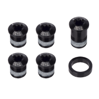 FSA K-Force Light ABS Chainring Bolt Kit, 5 Bolts and Spacer, Black Alloy