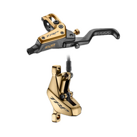 `A NEW ITEM - TRP DHR EVO PRO REAR, Disc brake set, rear, for left hand, alloy, hydraulic 4-piston. GOLD (Uses 2.3mm Rotor Only - Rotor not included)