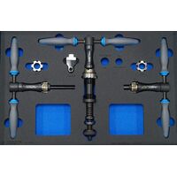 Unior Bike Tool Set, taps, tapping tool & facing tool, items 617590/626474/626476(U1211/1202/1220A)  in SOS tool tray, 622864  Professional Bicycle to