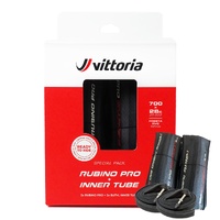 Vittoria Rubino Pro G2.0 Road Tyre Twin Pack 700x28c Black with 2 Inner Tubes 48mm Valve