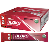 Clif Bloks Energy Chews — Strawberry — Box of 18 × 60 g