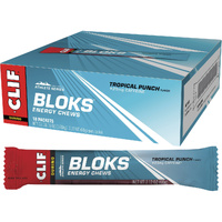 Clif Bloks Energy Chews — Tropical Punch (25 mg Caffeine) — Box of 18 × 60 g
