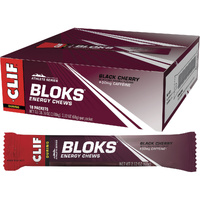 Clif Bloks Energy Chews — Black Cherry (50 mg Caffeine) — Box of 18 × 60 g