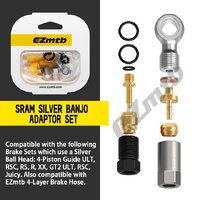 EZmtb SRAM Silver Banjo Fitting Kit for 2.1mm ID Brake Hose