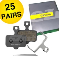 EZmtb Semi-Metallic Disc Brake Pads — SRAM / Avid E1 (Elixir & Level) — Workshop Box of 25 Pairs