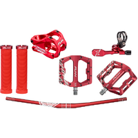 FUNN Cockpit Kit - Red - Bar / Grips / Pedals / Stem / Dropper Remote