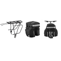 RACK & BAG 20L COMBO -  RA6809 PANNIER RACK ( FLAT PACKED ) WITH SH-14892-A-SA SAHOO 37L PANNIER BAG SET
