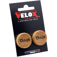 Velox Vintage Varnished Wood Handlebar End Plugs — Pair