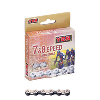 YABAN Chain - 7-8 Speed MTB/ROAD - 1/2 x 3/32 X 116L - Solid Pin - Half Silver/Brown