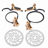 TRP DH-R EVO 4-Piston Hydraulic Disc Brake Set Gold - Front + Rear + 6-Bolt Rotors